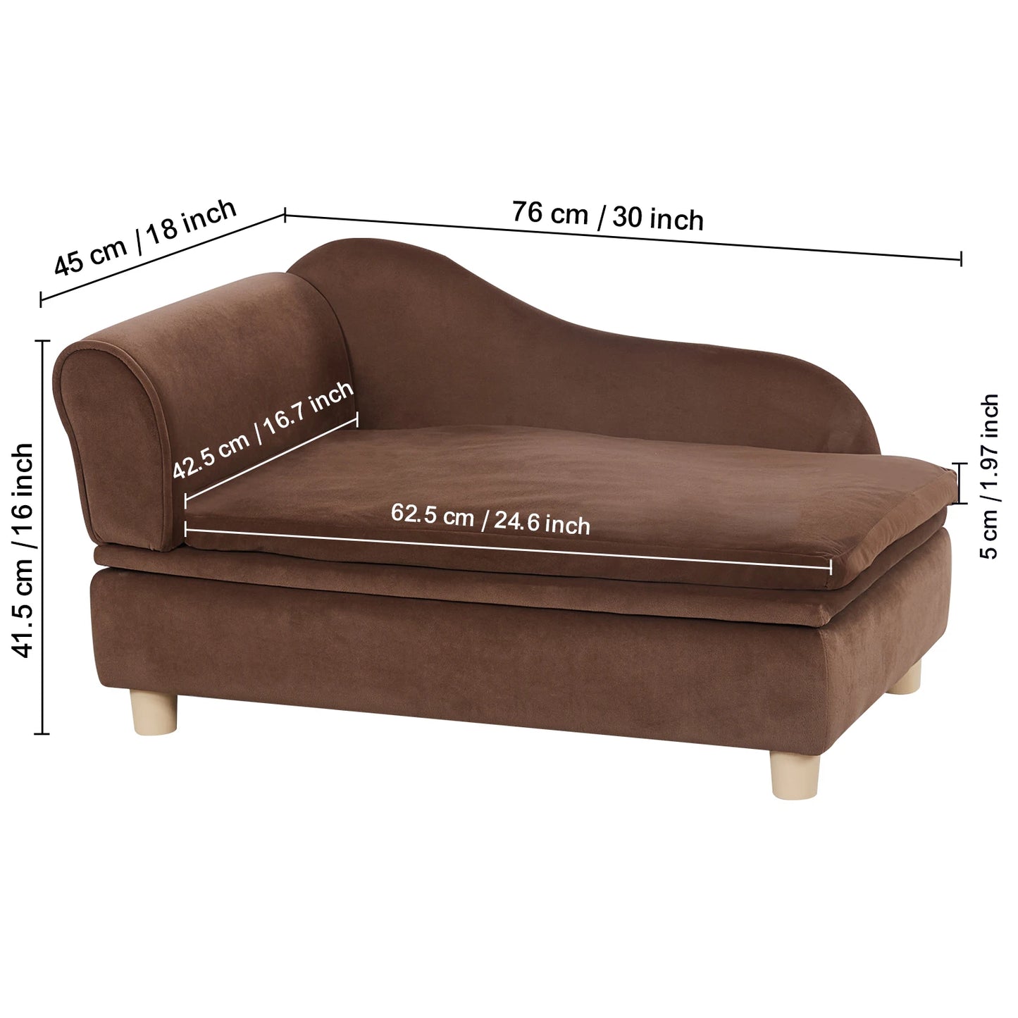 Ljustra Luxury Pet Sofa Bed for Medium Dogs and Cats Soft Velvet Couch