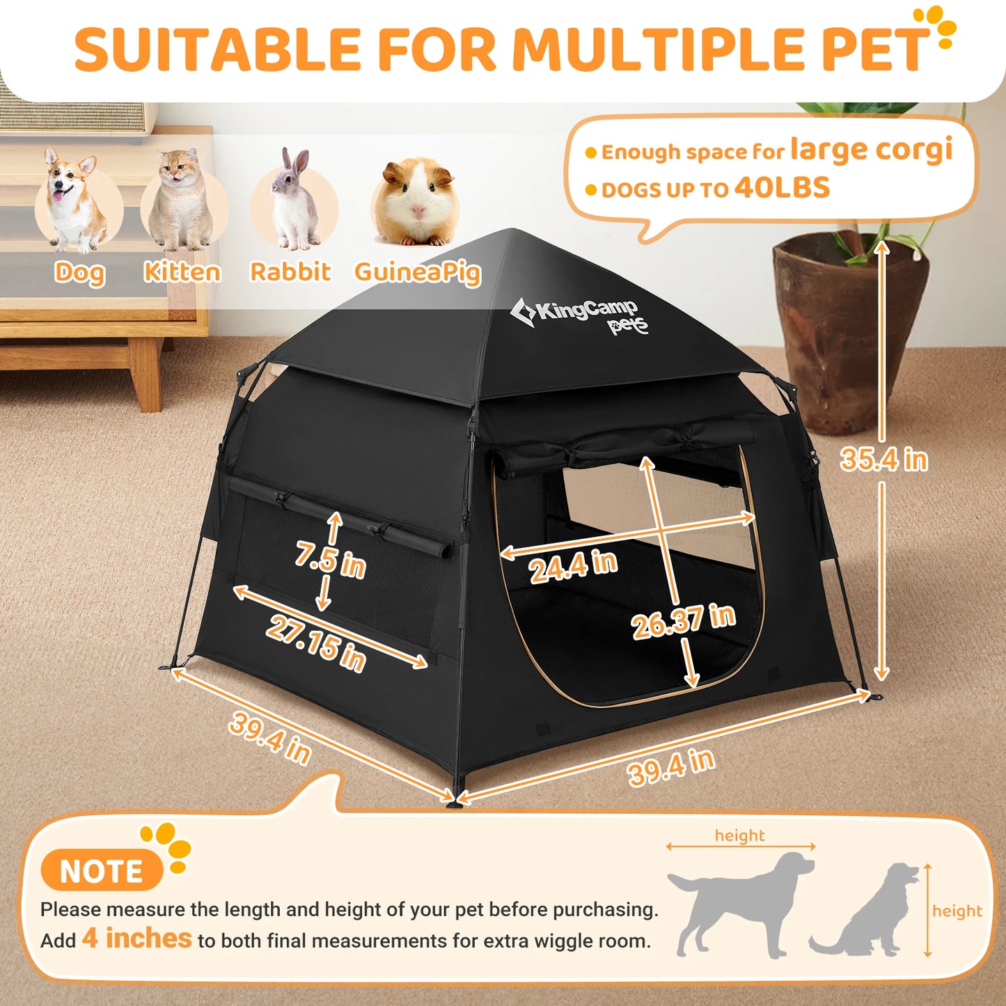 Ljustra Foldable Dog Tent Portable Playpen for Small Medium Puppies