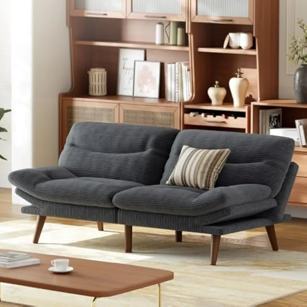 Ljustra 66 Inch Adjustable Backrest Armrests Futon Sofa Bed Sleeper