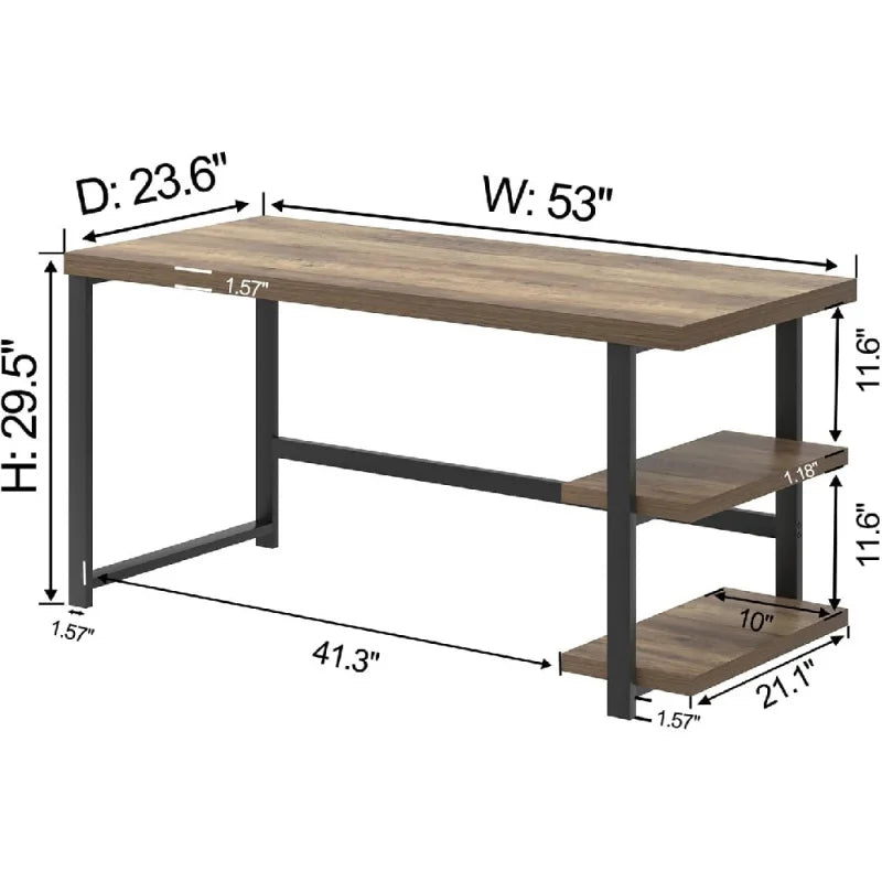 Modern L Shape Computer Desk with Storage Shelves for Home Office