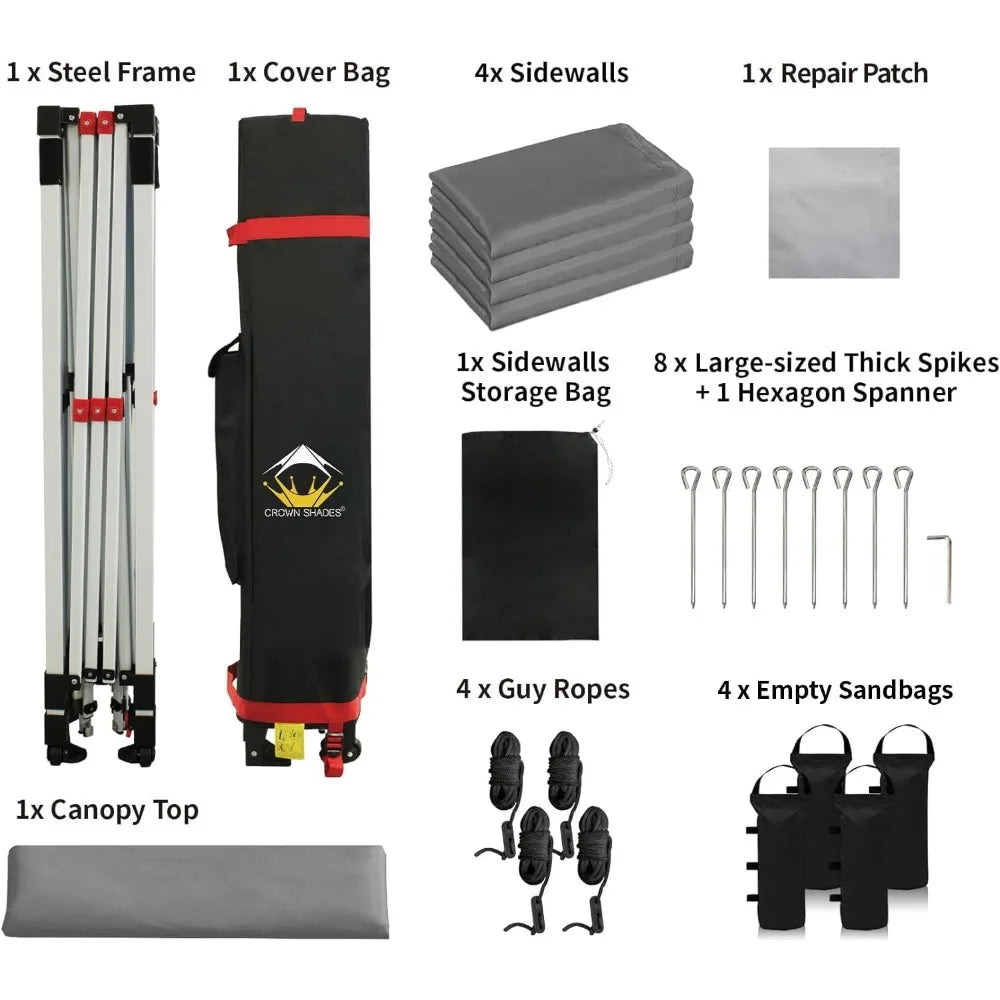 10x10 Instant Canopy Pop Up Tent with 4 Sidewalls for Outdoor Events