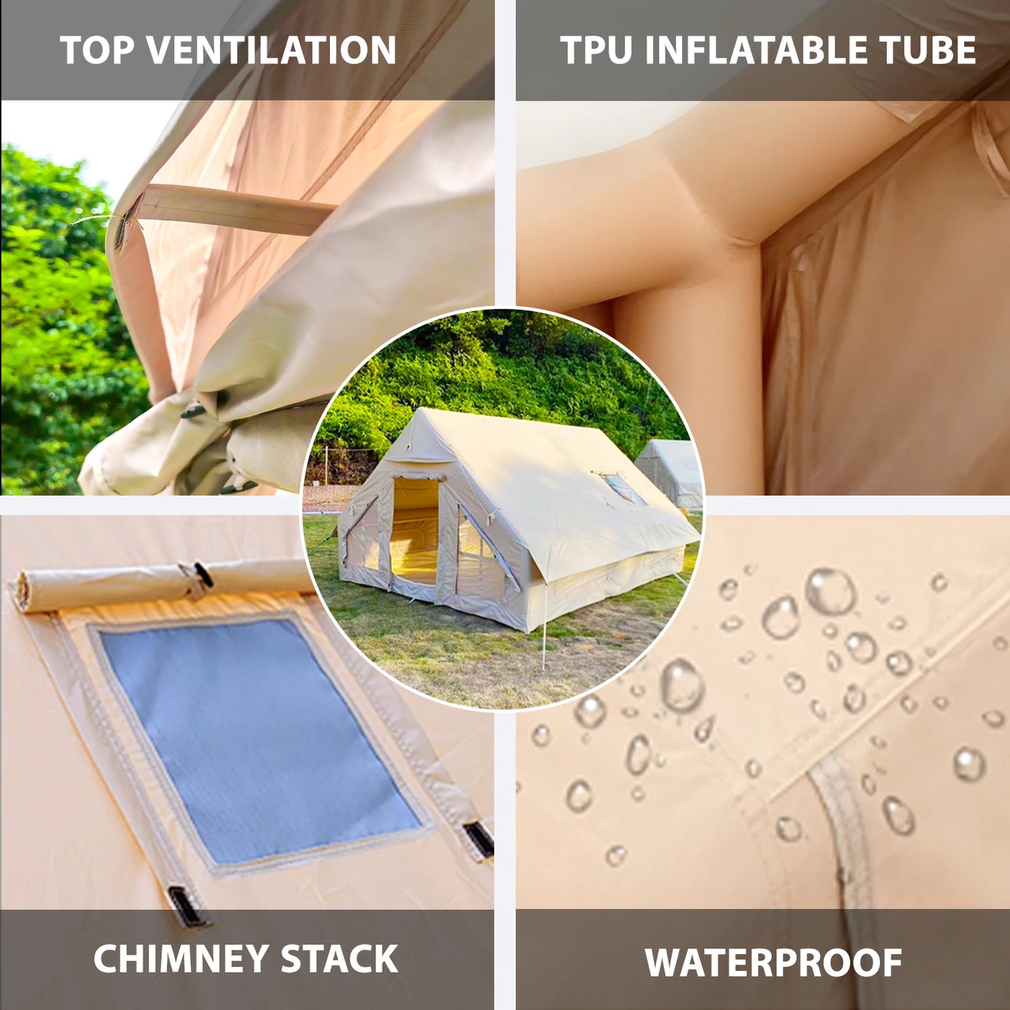 Large Inflatable Camping Tent Easy Setup Portable Tent with Hand Pump