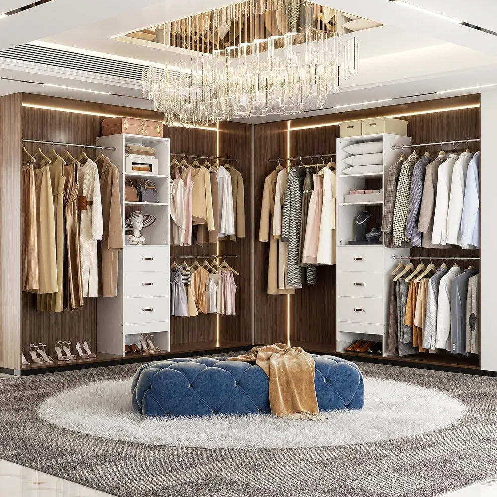 96 Inch Closet Organizer System with 3 Hanging Rods Minimalist Design