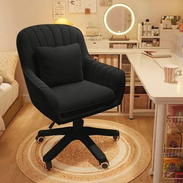 Mid Back Office Chair Upholstered Velvet Swivel Height Adjustable