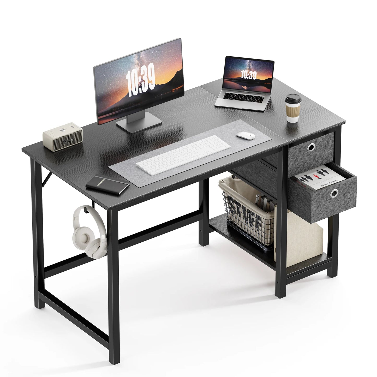 Ljustra 55 Inch Computer Desk With Drawers Home Office Writing Desk