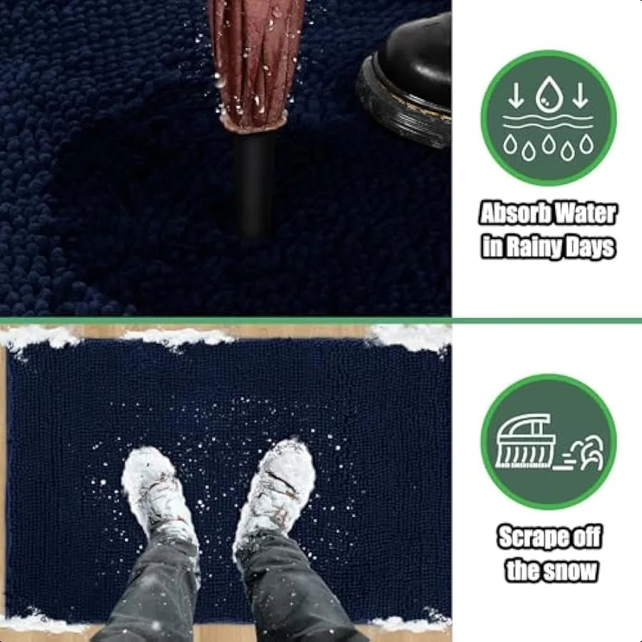 Chenille Absorbent Outdoor Doormat Washable Non Slip Dog Mat 30x20