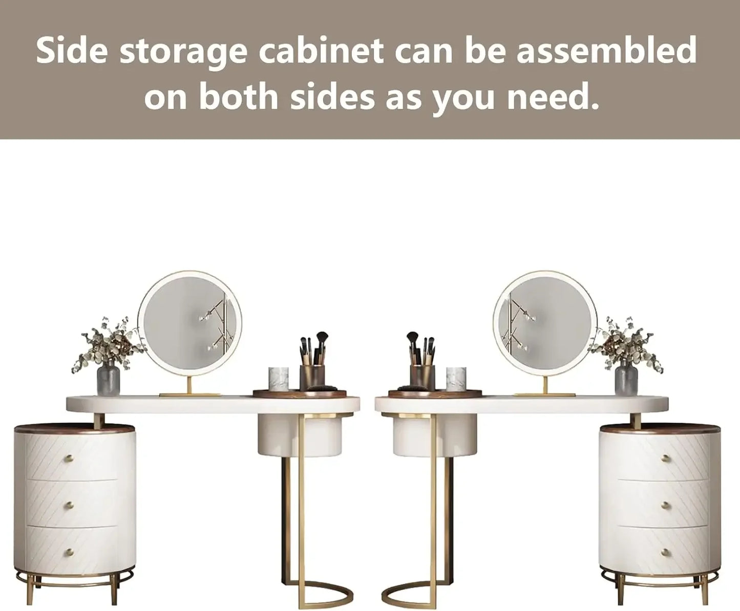 Vanity Desk with LED Lighted Mirror Makeup Table and Storage for Women