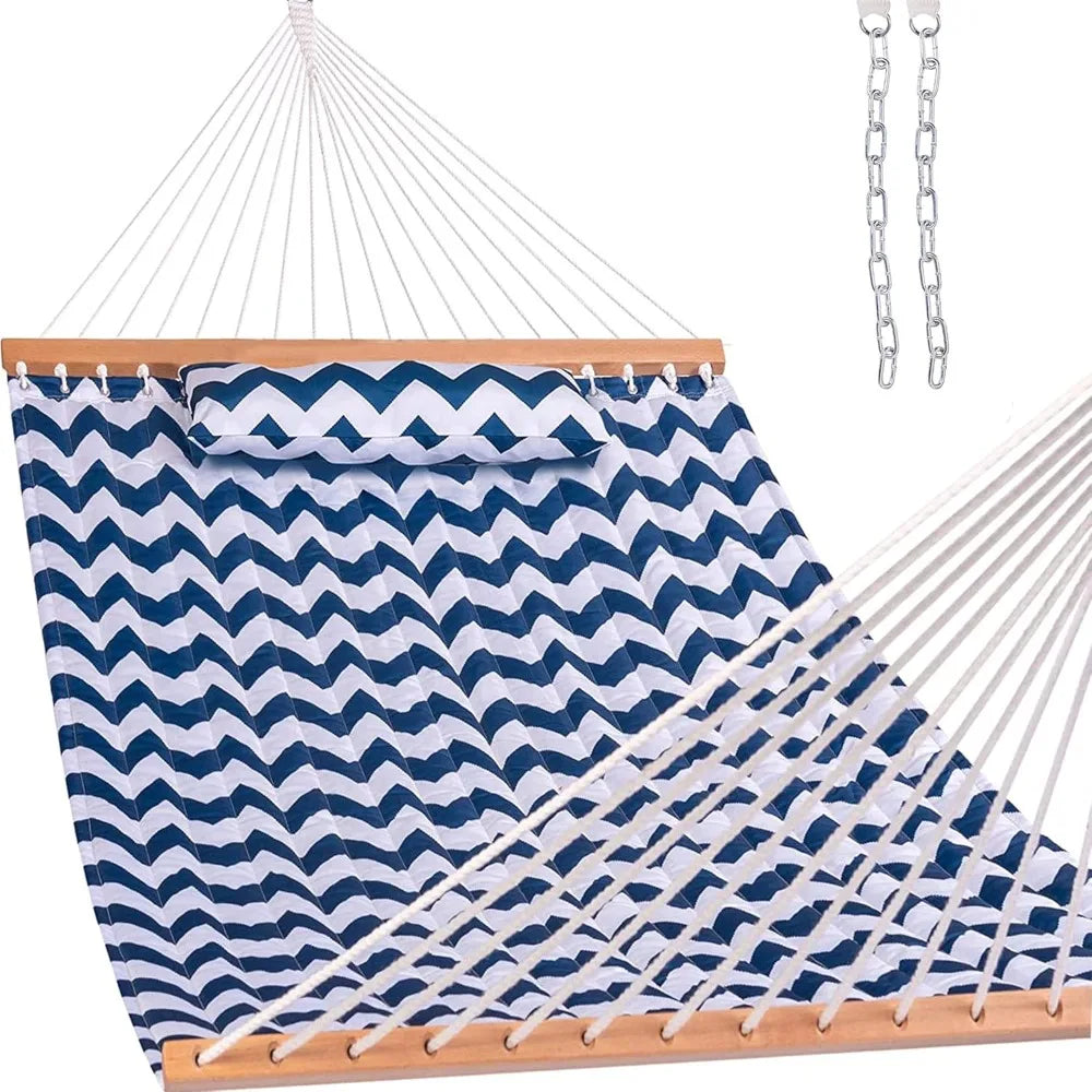 12FT Double Quilted Hammock with Pillow Outdoor Furniture 450LB Capacity