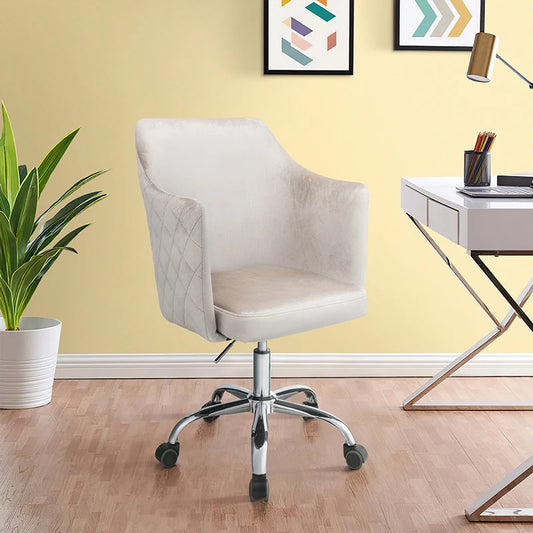 Champagne Chrome Swivel Office Chair Ergonomic Modern Design