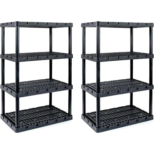 Heavy-Duty 2-Pack XL Storage Shelving 4 Shelves Ventilated Black