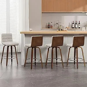 Bar Stools 26 Inch Set of 4 Swivel PU Leather Modern Counter Stools