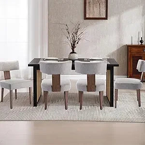 Farmhouse Dining Chairs Set of 4 Mid Century Modern Upholstered Rattan