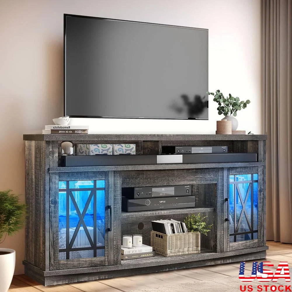 LED TV Stand Entertainment Center Media Console RGB Light Remote Control