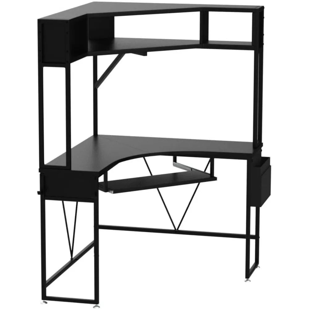 Ljustra Corner Desk with Hutch LED Lights Small Computer Desk Storage