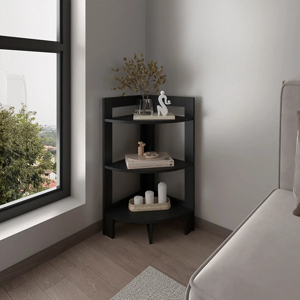 Akutan Side Table 3 Shelves Modern Design Compact Living Room Furniture