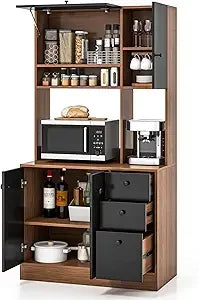 Kitchen Buffet Hutch Storage Cabinet Freestanding Pantry Adjustable Shelves