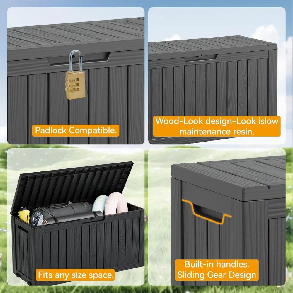 Ljustra 72 Gallon Waterproof Deck Box Outdoor Storage Garden Tools Pool Accessories