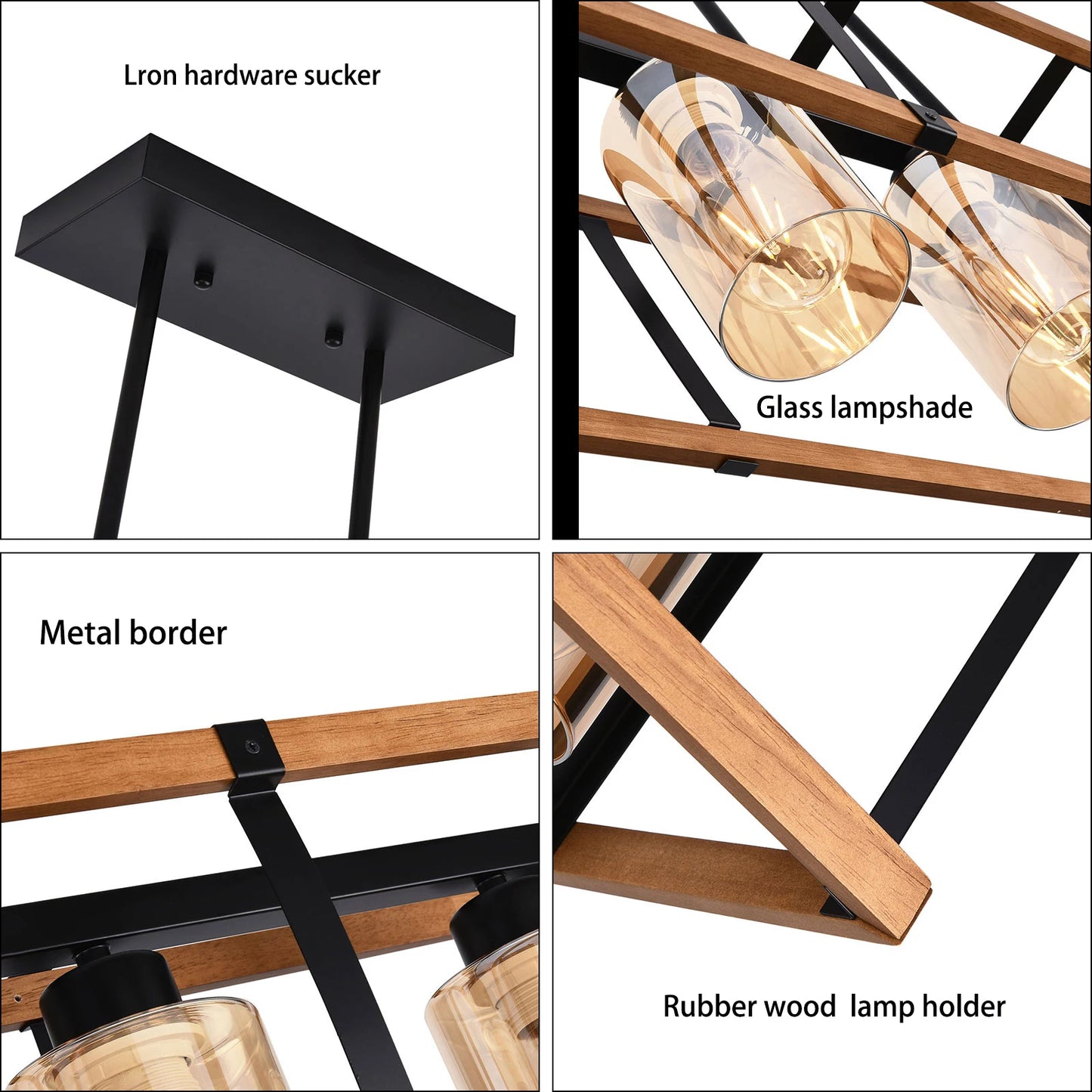 5-Light Farmhouse Chandelier Industrial Style for Dining Room Kitchen