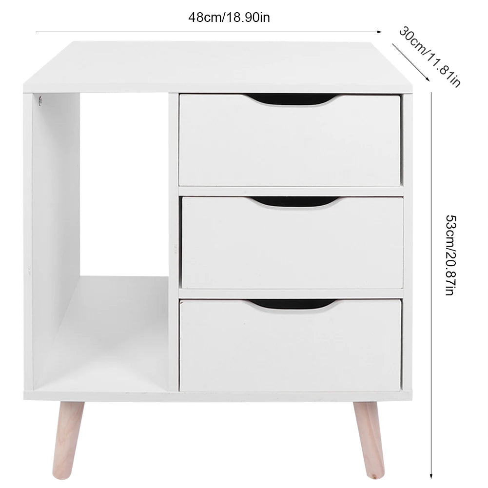 Modern Bedside Table Night Stand Cabinet with Drawers Storage Organizer