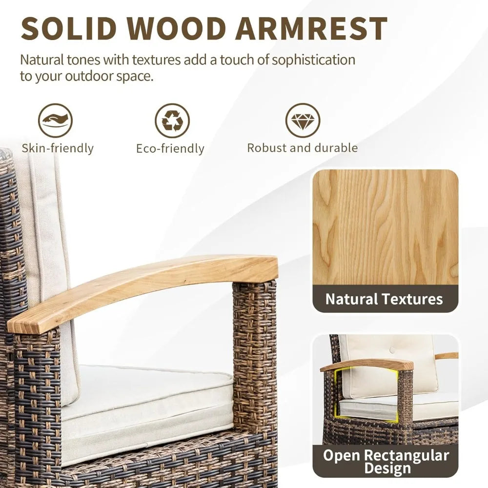 3 Piece Outdoor Swivel Rocker Patio Bistro Set with Side Table