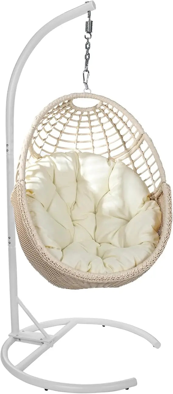 Egg Swing Chair with Stand Rattan Wicker Outdoor Hammock Patio Chair