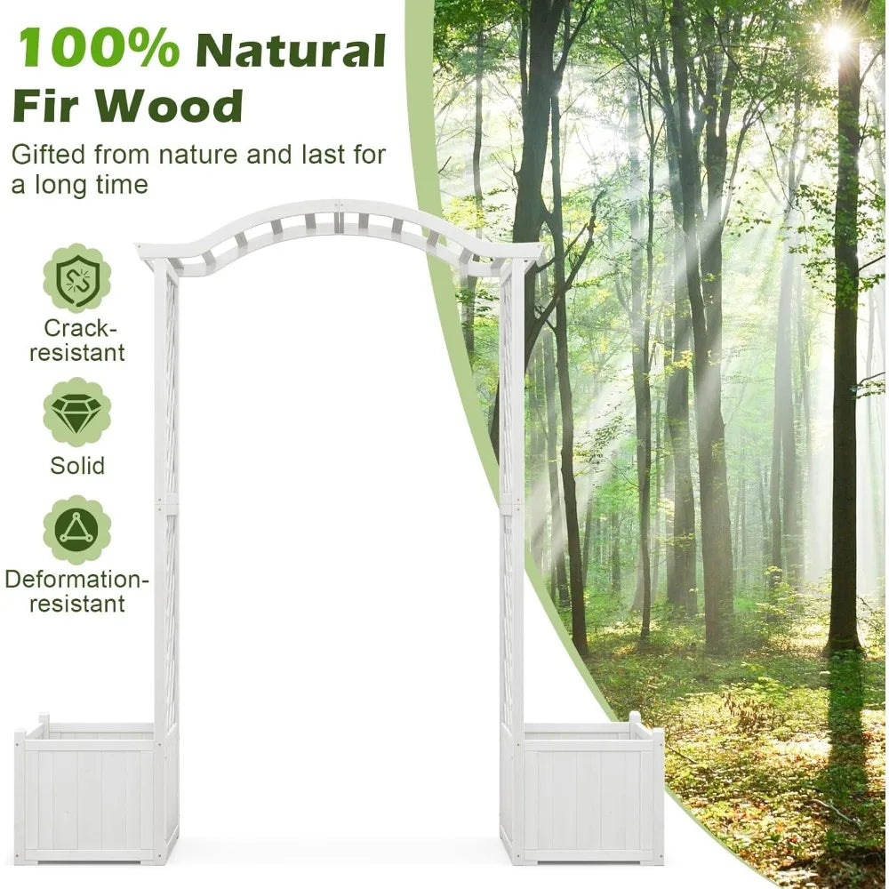 Moccha Wooden Garden Arbor Trellis Planter for Climbing Plants Outdoor