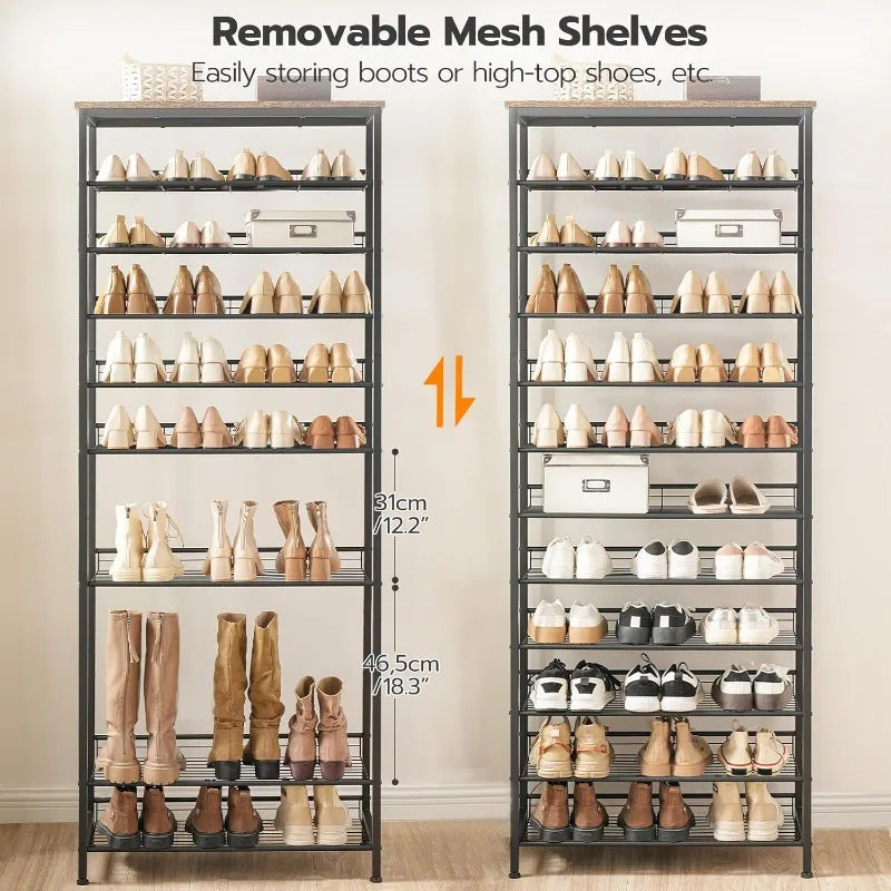 12-Tier Shoe Rack Large Capacity Organizer for 45 Pairs of Shoes