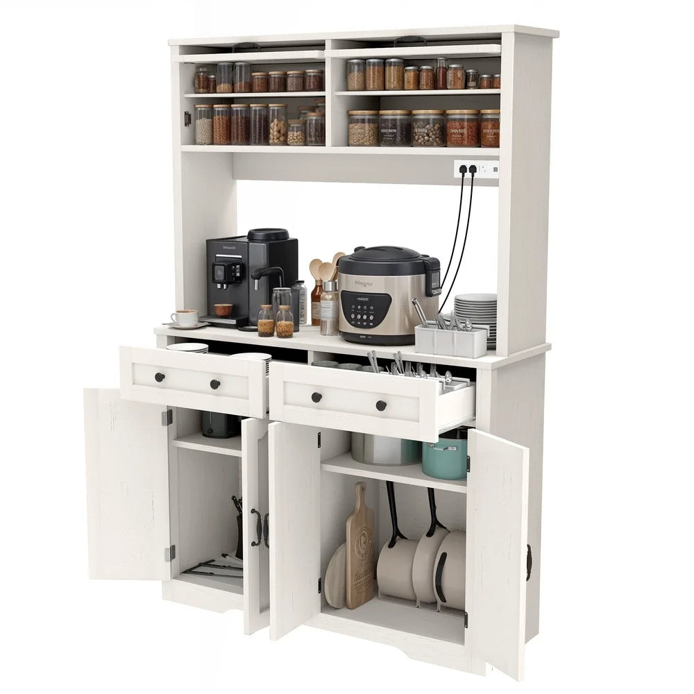 71 Inch Kitchen Pantry Cabinet with Charging Station and Storage