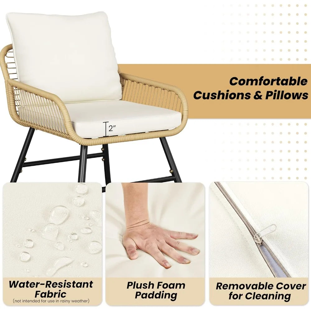 4 Piece Outdoor Wicker Patio Furniture Set Modern Bohemian Loveseat