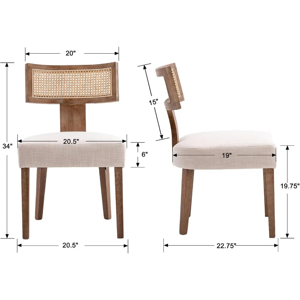 Farmhouse Dining Chairs Set of 4 Mid Century Modern Upholstered Rattan