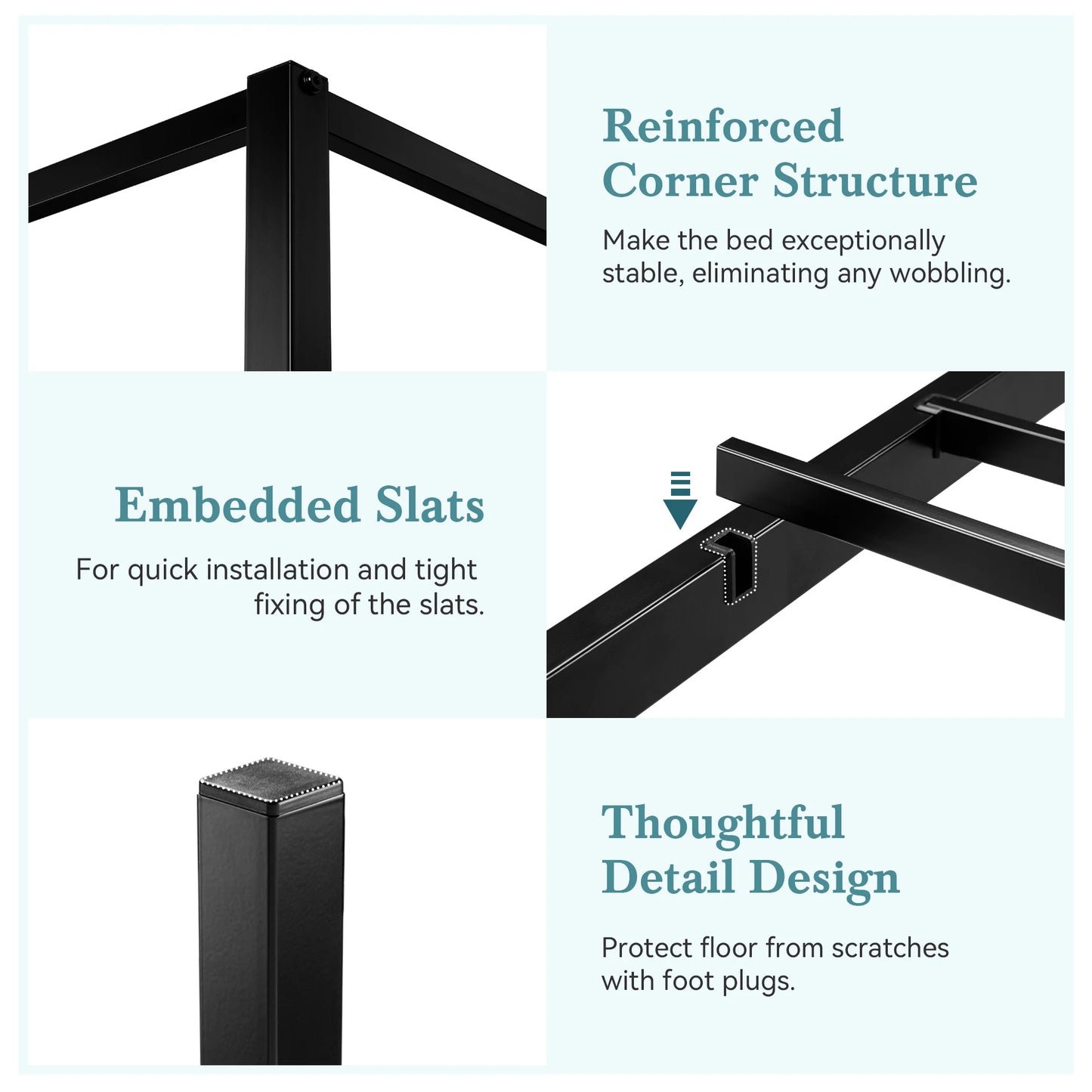 Ljustra Canopy Bed Frame Minimalist Sturdy Easy Assembly No Box Spring