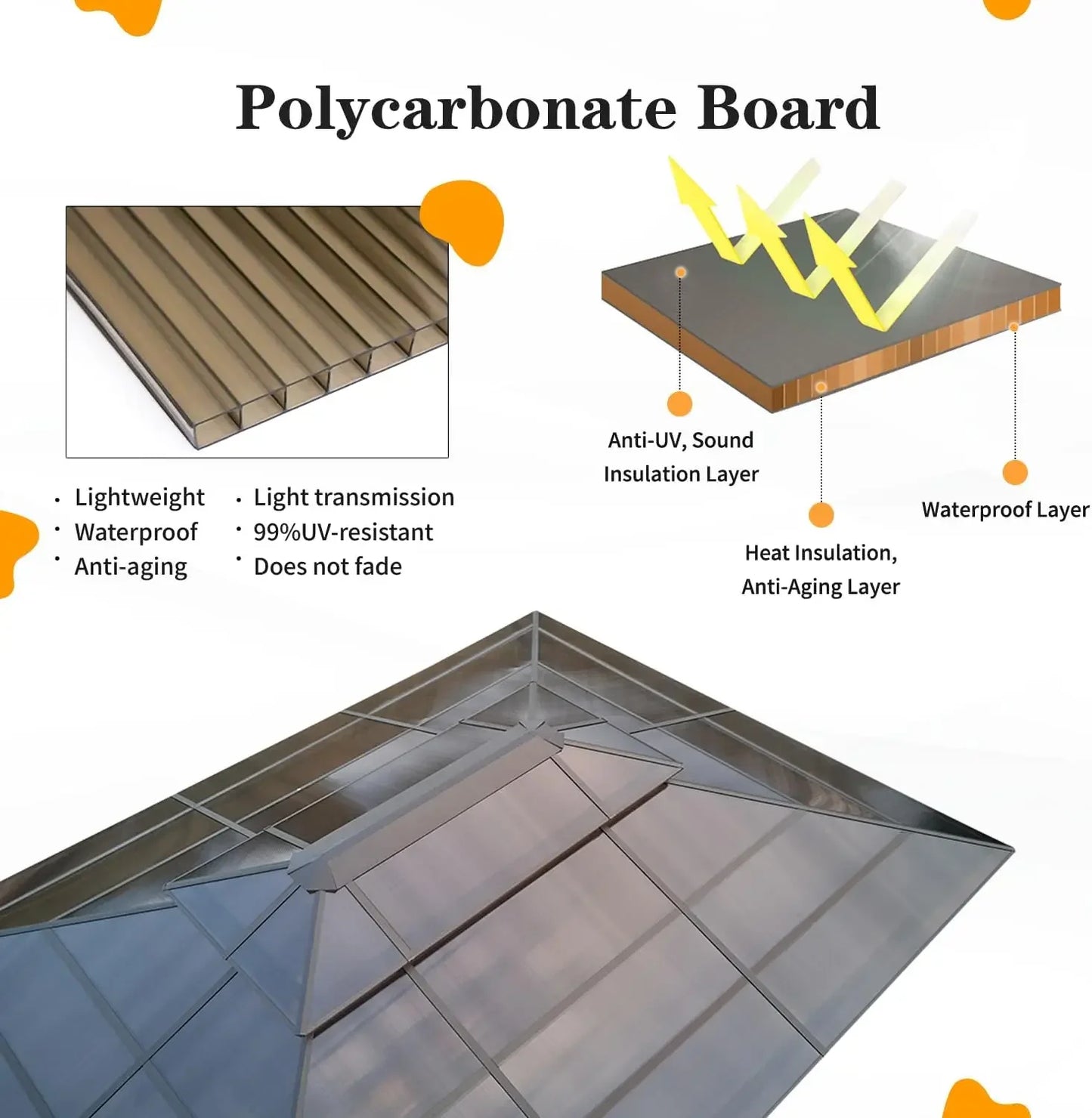 10x13 Hardtop Gazebo Outdoor Polycarbonate Canopy Aluminum Frame Pavilion