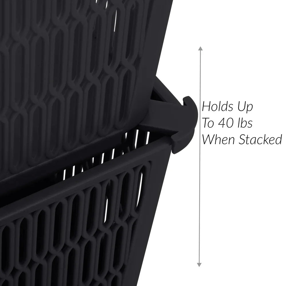 Stackable Plastic Storage Tote Baskets 2 Pack Organizing Bins