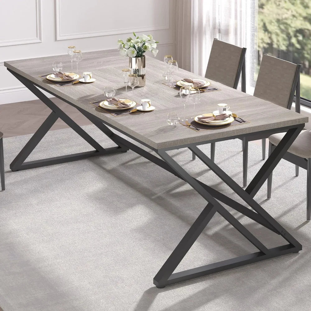 Modern Long Office Desk Large Wood Metal Computer Industrial Workstation