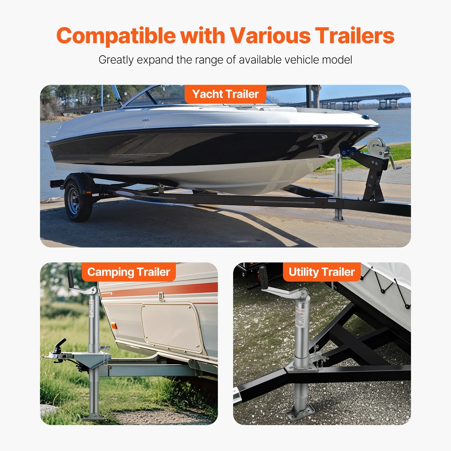 Ljustra Heavy-Duty A-Frame Trailer Jack 2000 lbs 14.2" Vertical Lift