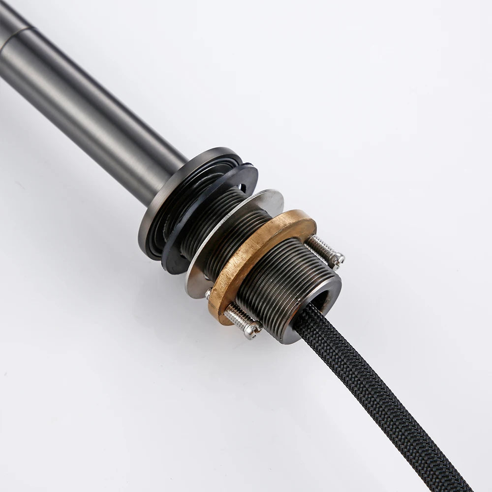 Pull Down Kitchen Sink Faucet Brushed Gunmetal Single Handle Brass Sprayer