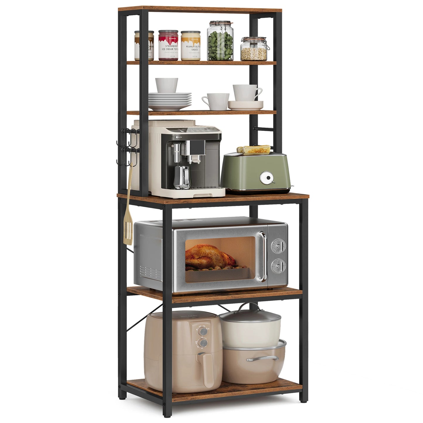 VASAGLE 6-Tier Kitchen Shelves Baker’s Rack Microwave Stand Industrial