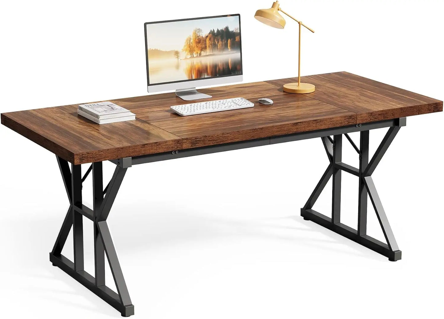 70.8 Inch Wooden Executive Office Desk Large Farmhouse Writing Table