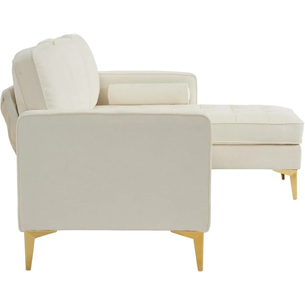 Ljustra L-Shape Sectional Sofa Chenille Fabric Couch Reversible Chaise