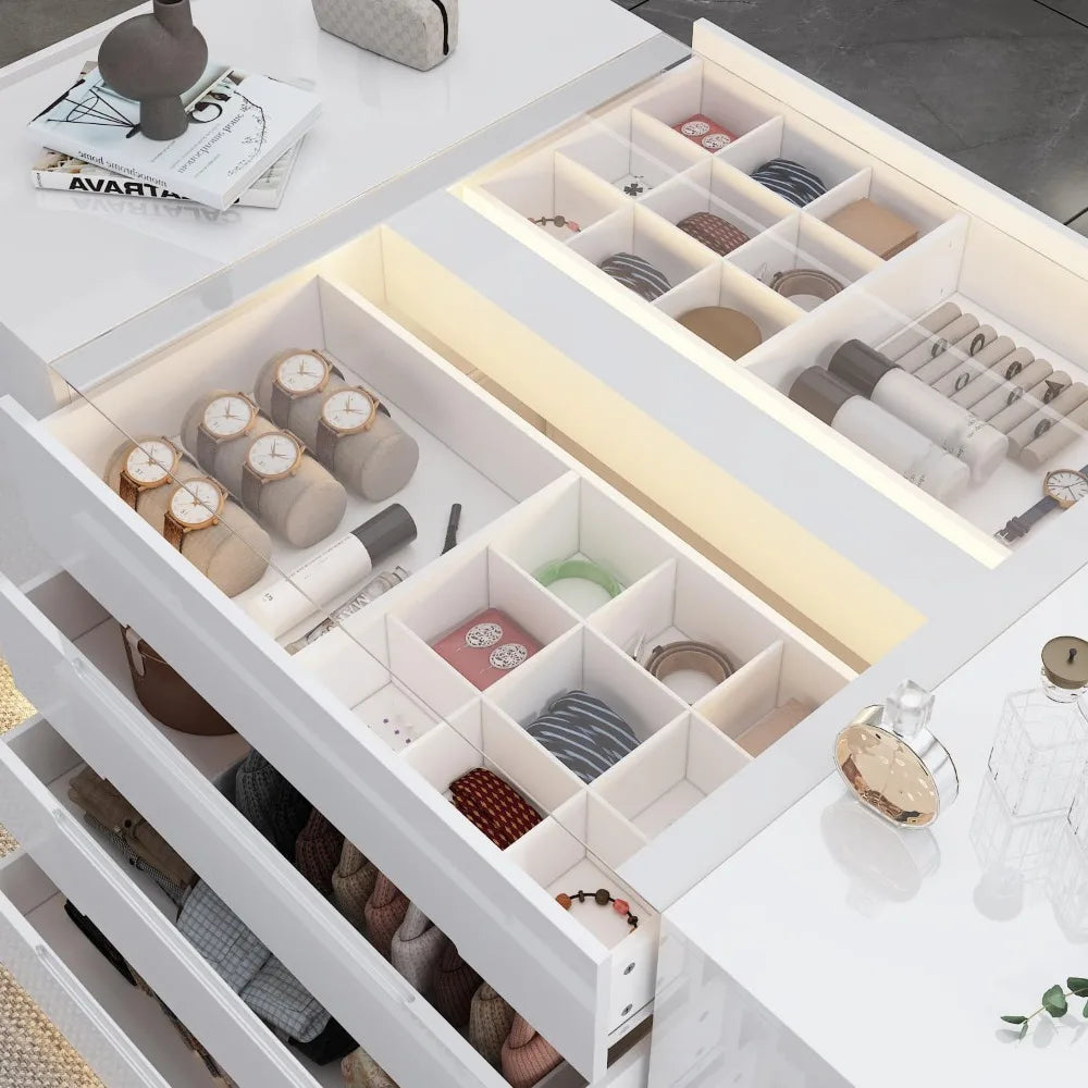 63 Inch Glass Display Cabinet Lighted Jewelry Storage Organizer Retail