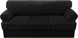 4-Piece Velvet Sofa Slipcover T-Cushion Stretch Fit | Couch Cover 72-90"