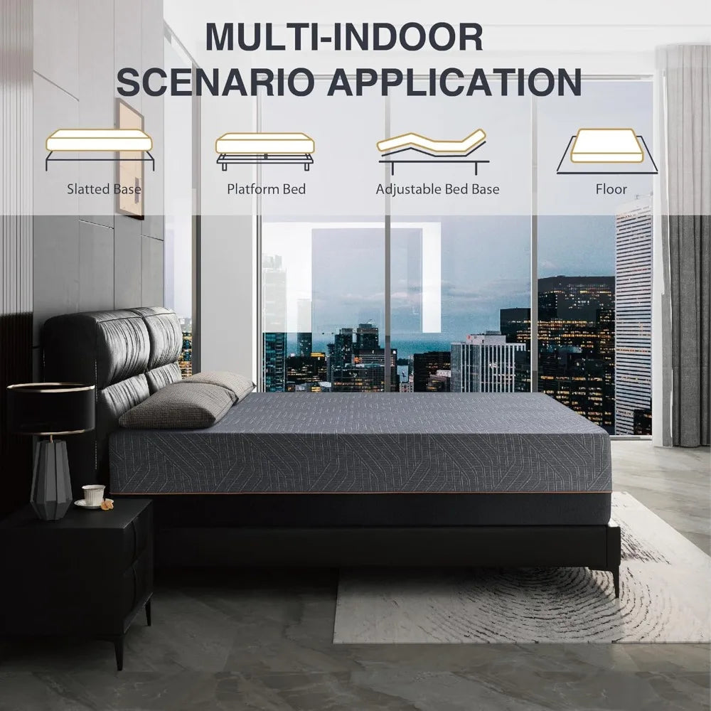 Ljustra 14 Inch Memory Foam Mattress Jacquard Fabric Cover USA Made