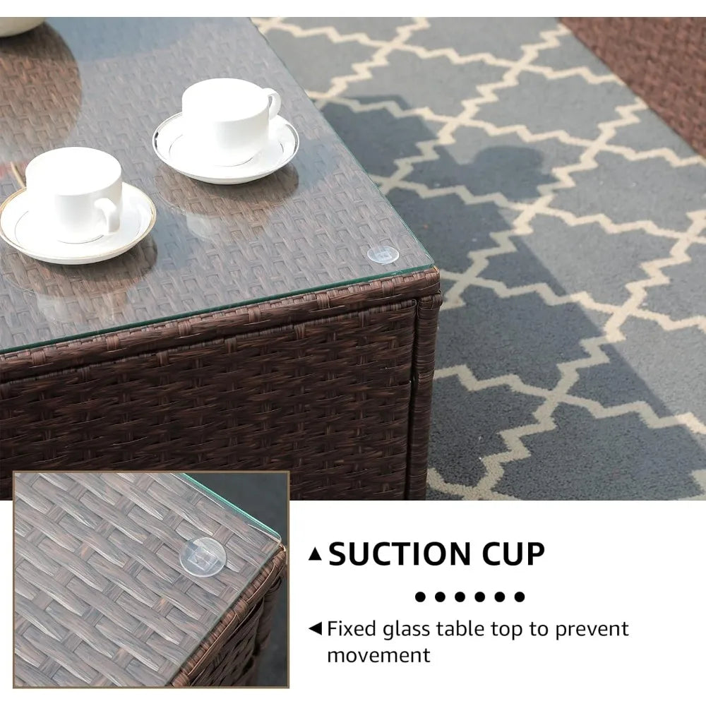 7 Piece Outdoor Patio Furniture Set Sectional Sofa with Ottoman