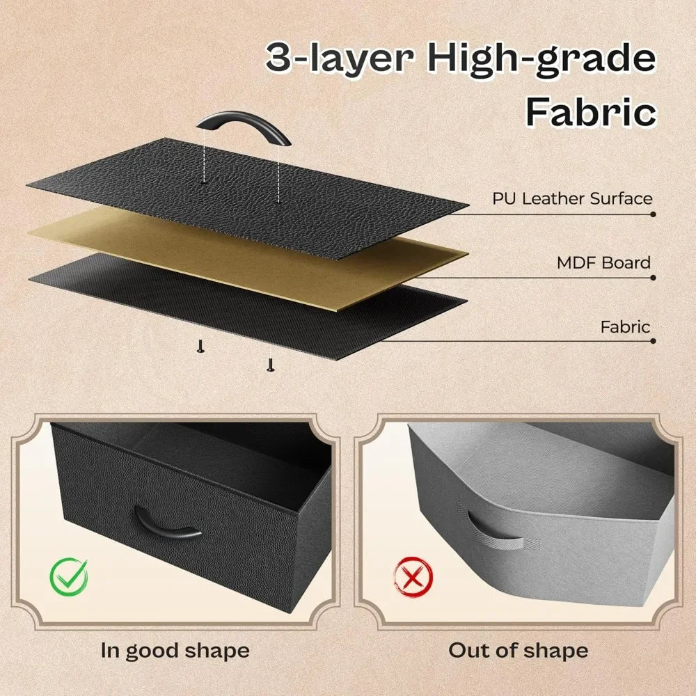 LED TV Stand 47 Inch Fabric Dresser with Power Outlets and 6 Drawers