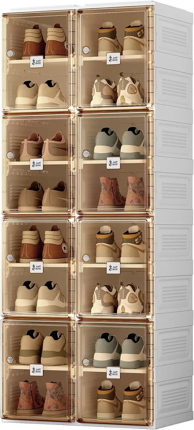 Shoe Organizer Storage Box Portable Folding Rack with Magnetic Door