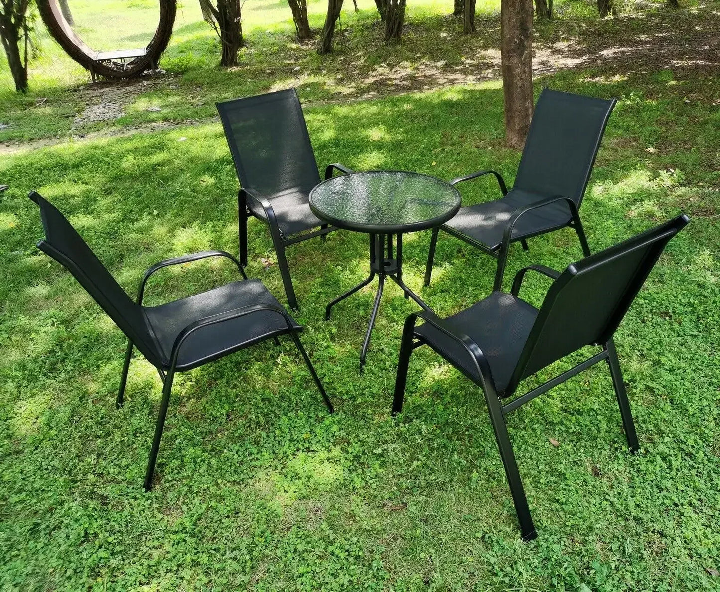 Ljustra 4PCS Garden Chairs Steel Iron High Back Outdoor Folding Chair Set