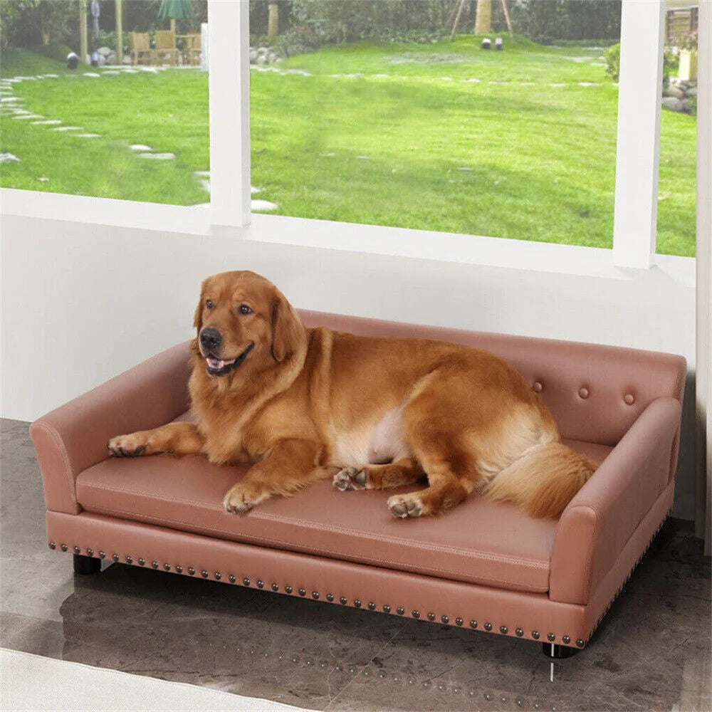 Large Elevated Dog Sofa Waterproof Pet Bed with Removable Cushion