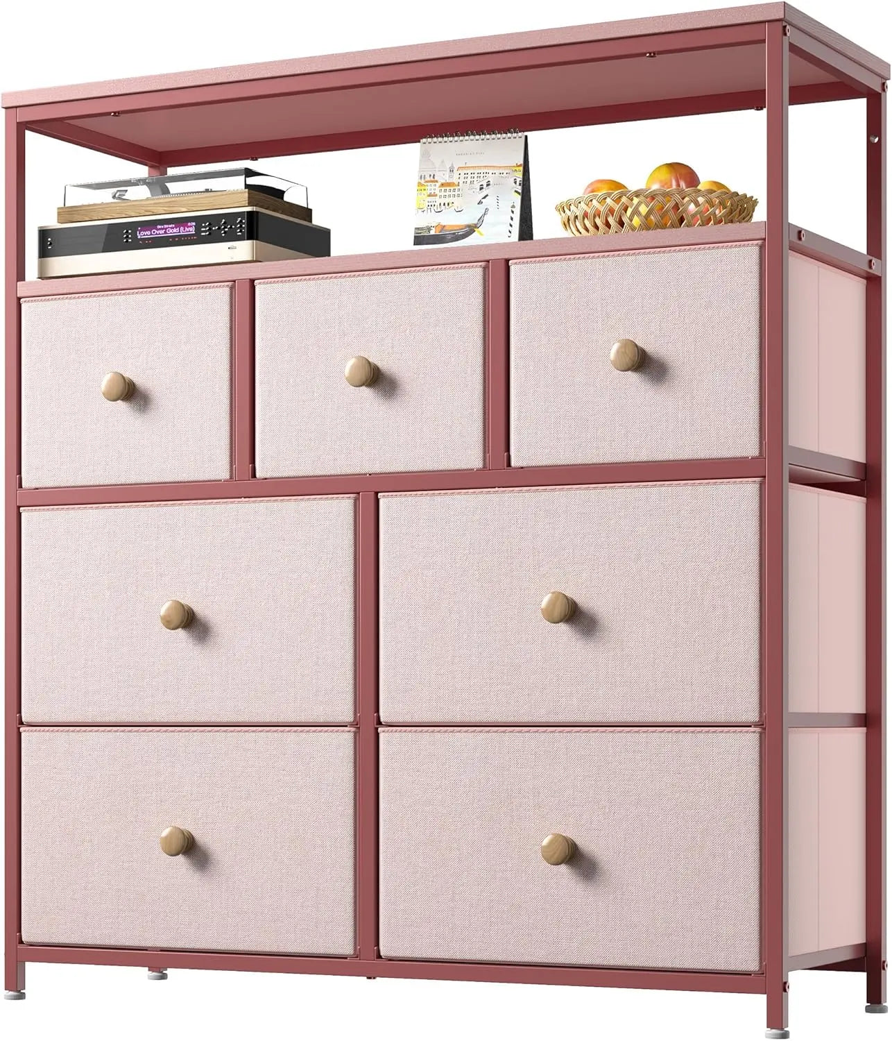 Dresser with 7 Drawers and 2 Shelves Versatile Storage Organizer