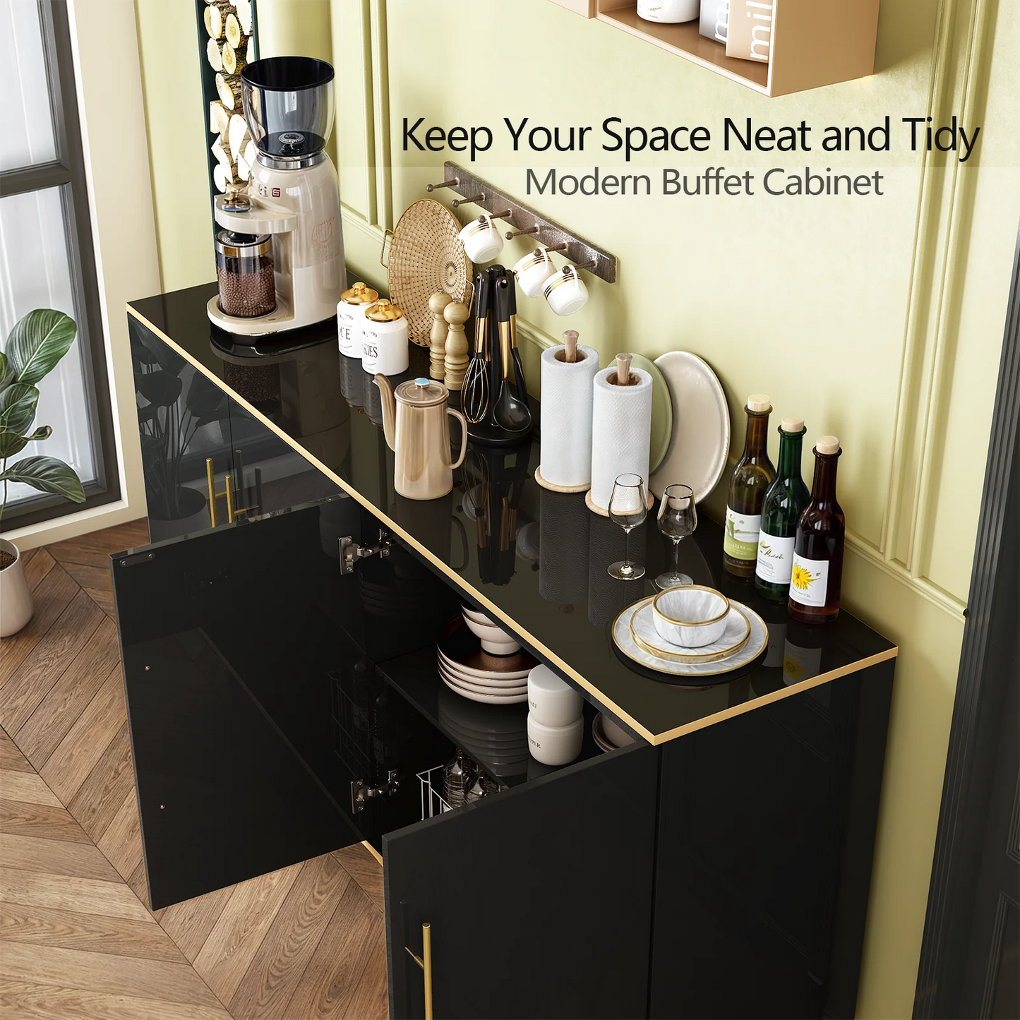 63 Inch Modern Buffet Cabinet Storage Sideboard Console Table