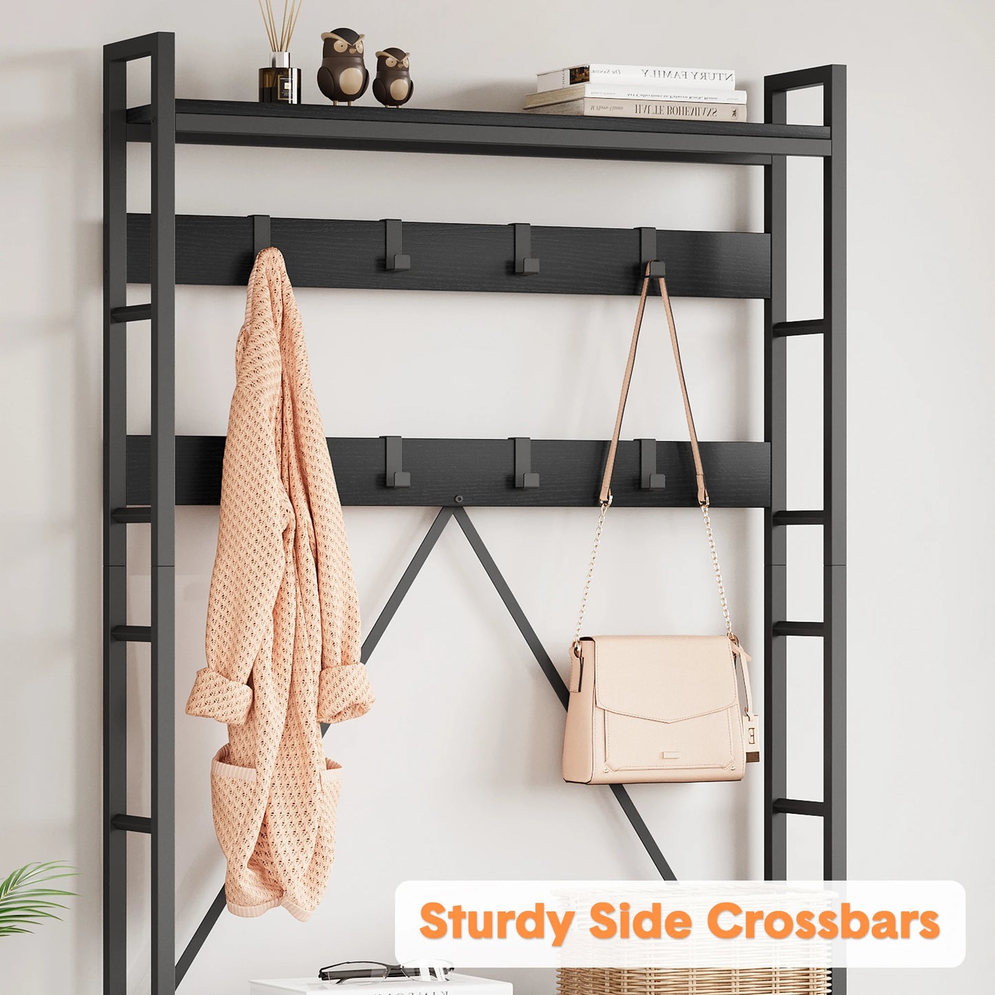 Hall Tree Entryway Bench Coat Rack Shoe Storage Industrial Style